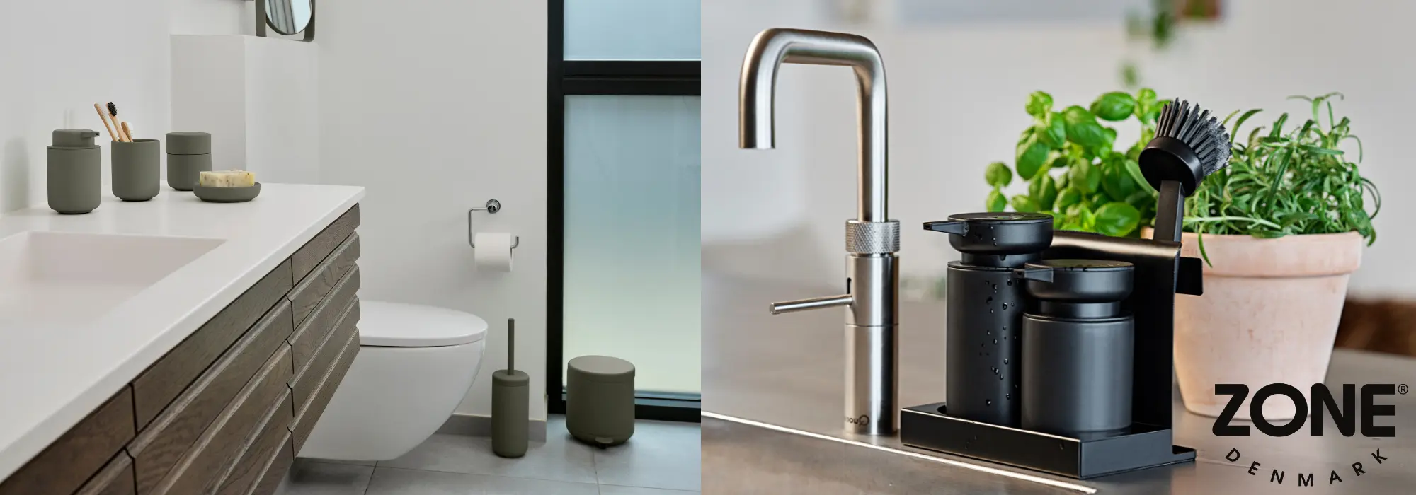 Zone Denmark baderomstilbehør og kjøkkendetaljer – moderne oppbevaring og smarte løsninger i stilrent design